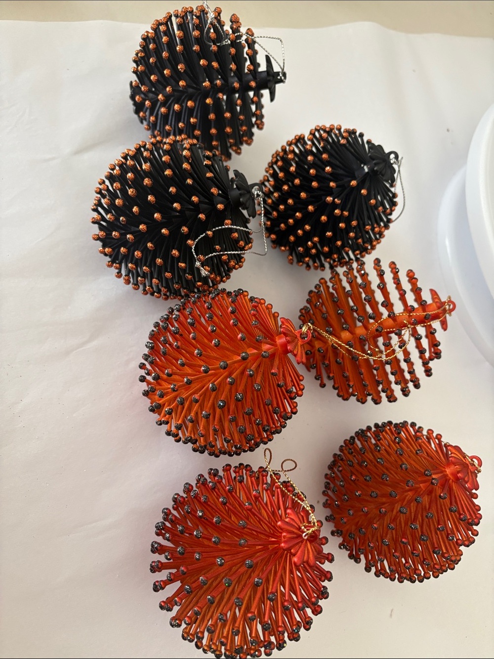 Dept 56 of 7Spiky Ball Ornaments in Black and Orange
